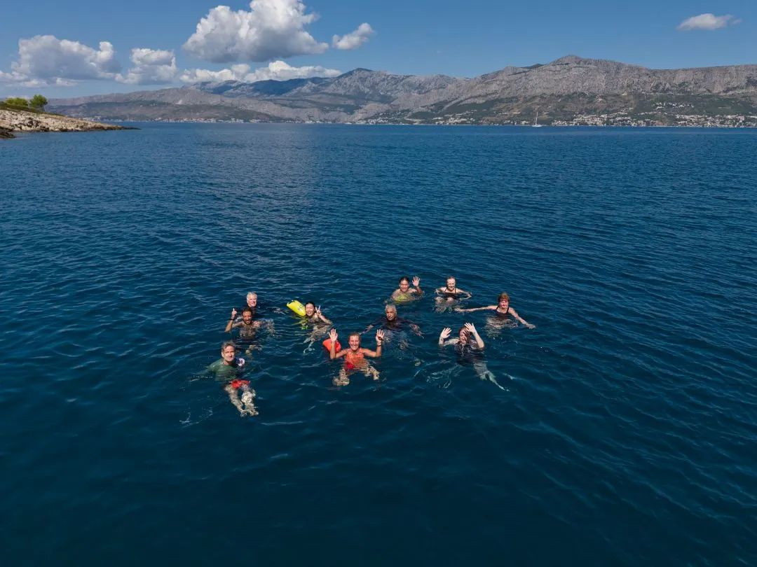 Group waving in the Adriatic