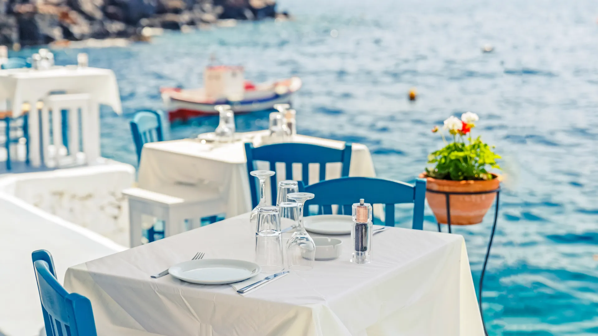 Greece swim tour sunset dinner ashore