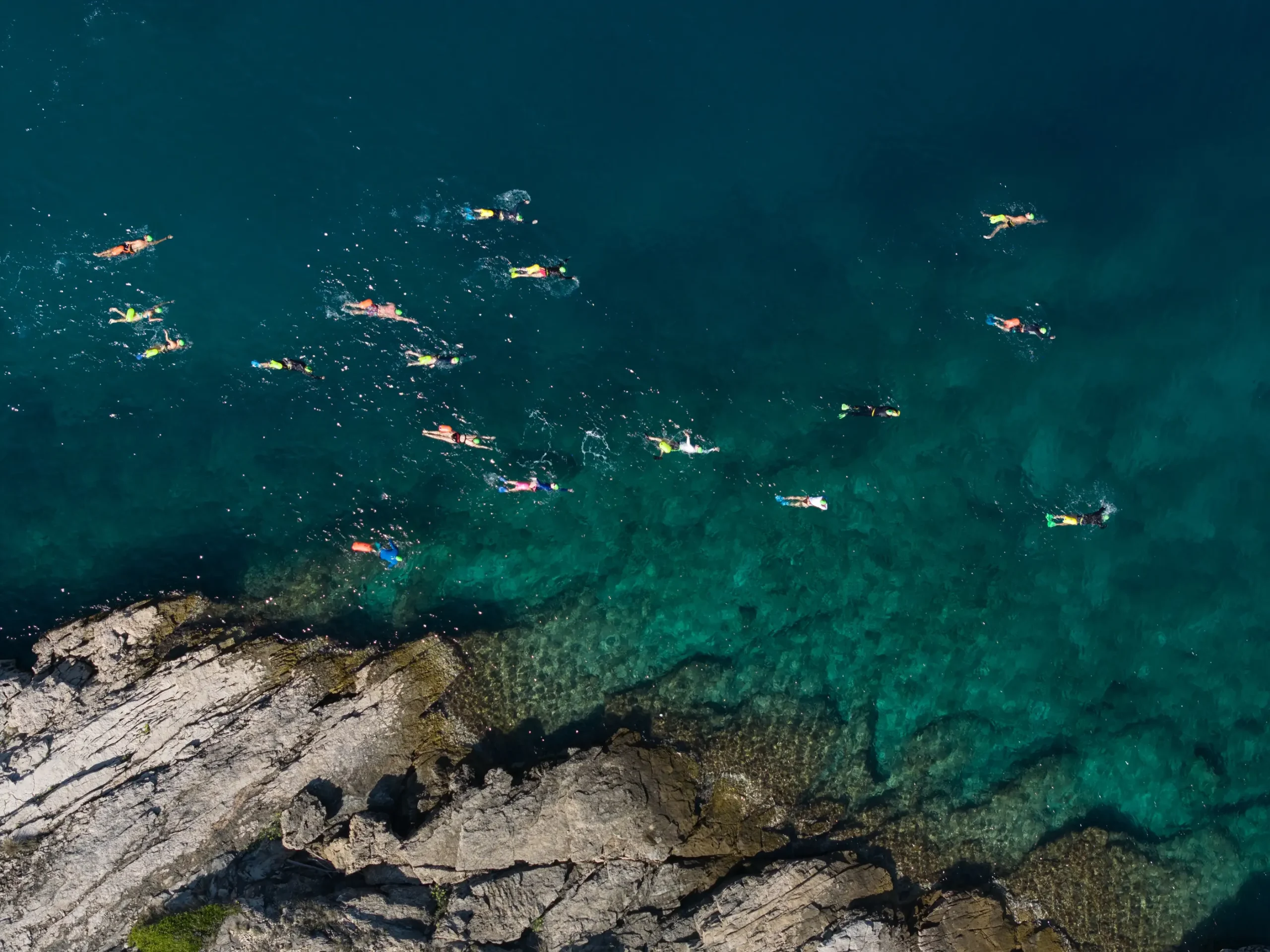 Aerial view of swim group