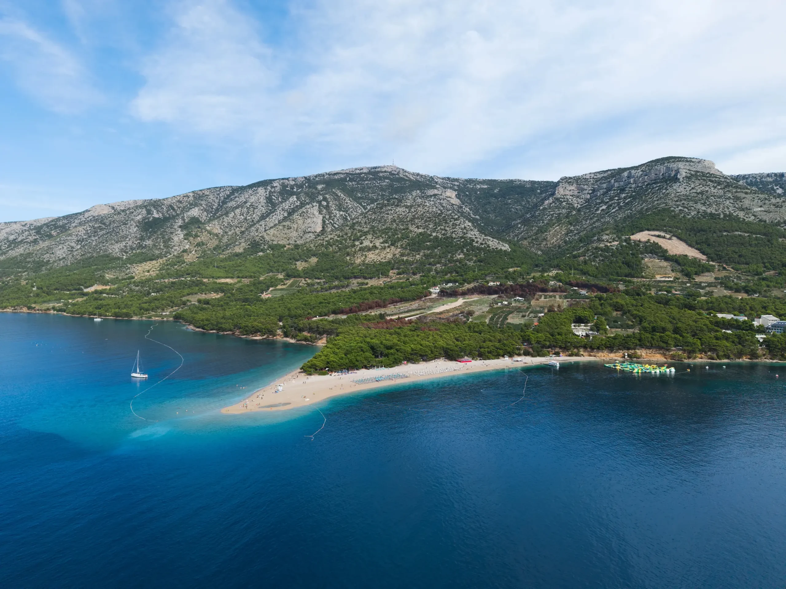 Zlatni Rat beach Bol Croatia — accessible by small boat cruise