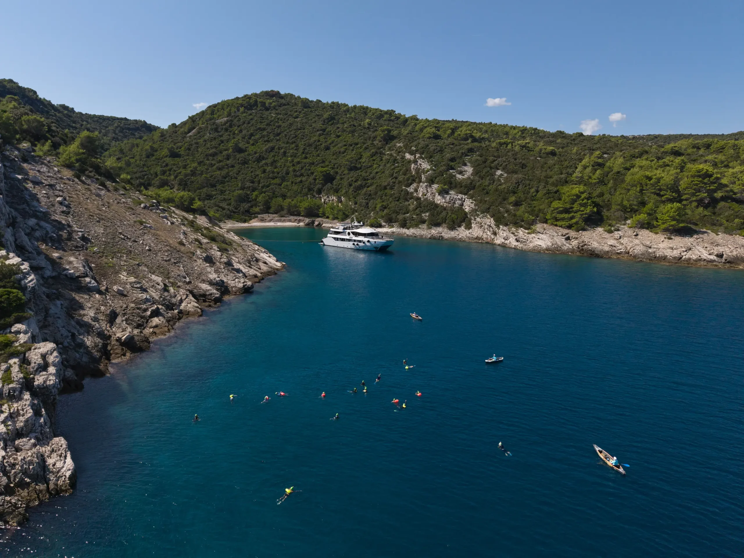 Swimming from yacht platform