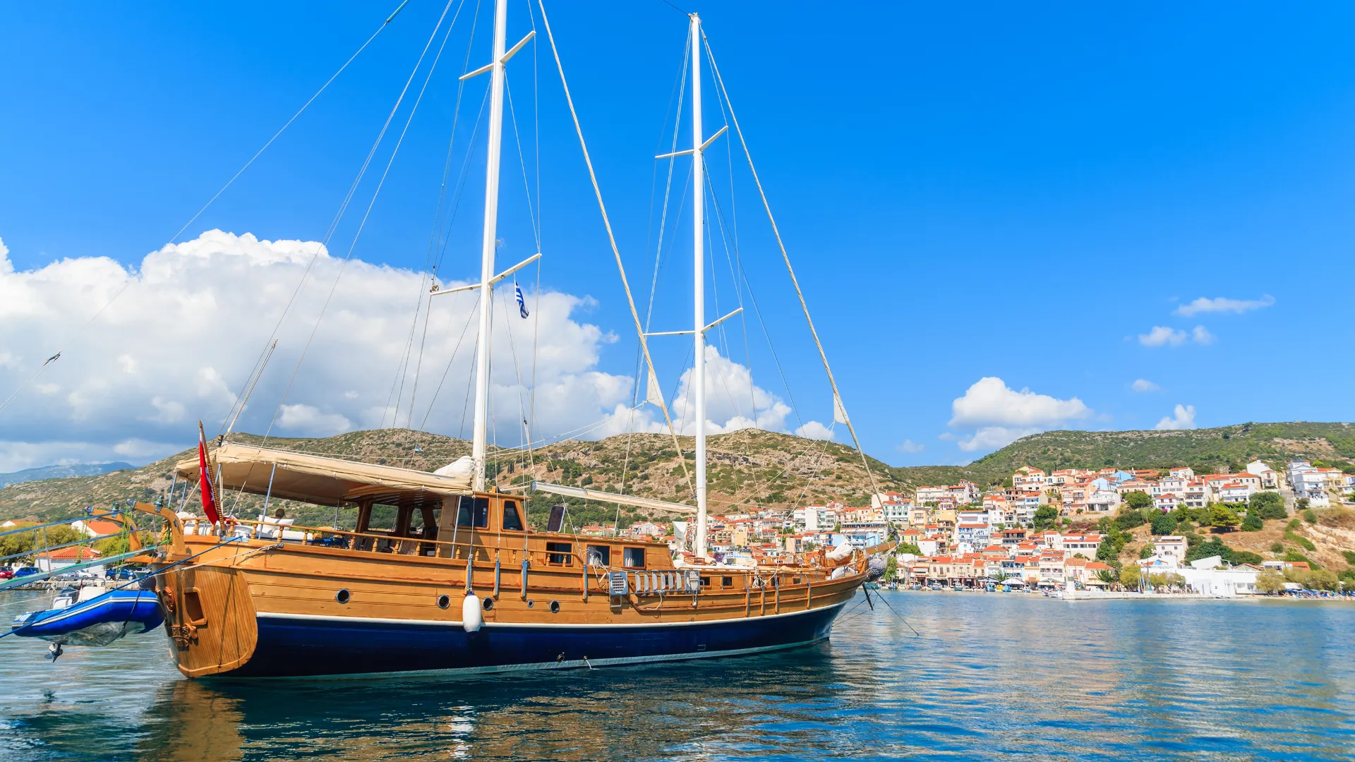 Traditional Croatian gulet wooden sailing vessel on the Adriatic